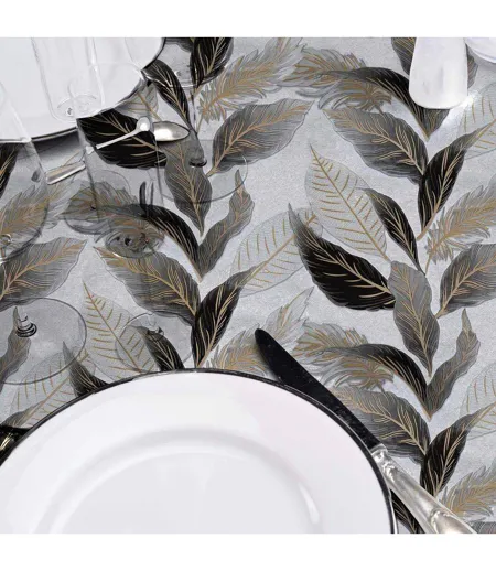 Nappe Toile Cirée Ronde Oralia 160cm Gris
