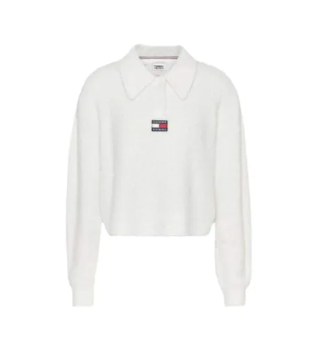 Sweat Motif/style Uni Femme Écru Tommy Jeans