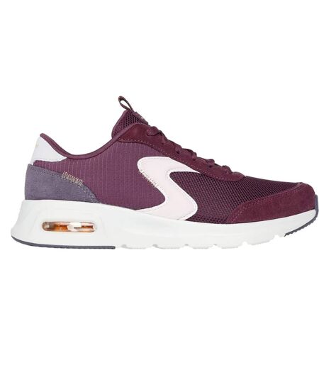 Womens/ladies skech-air court air wave suede trainers burgundy/white Skechers