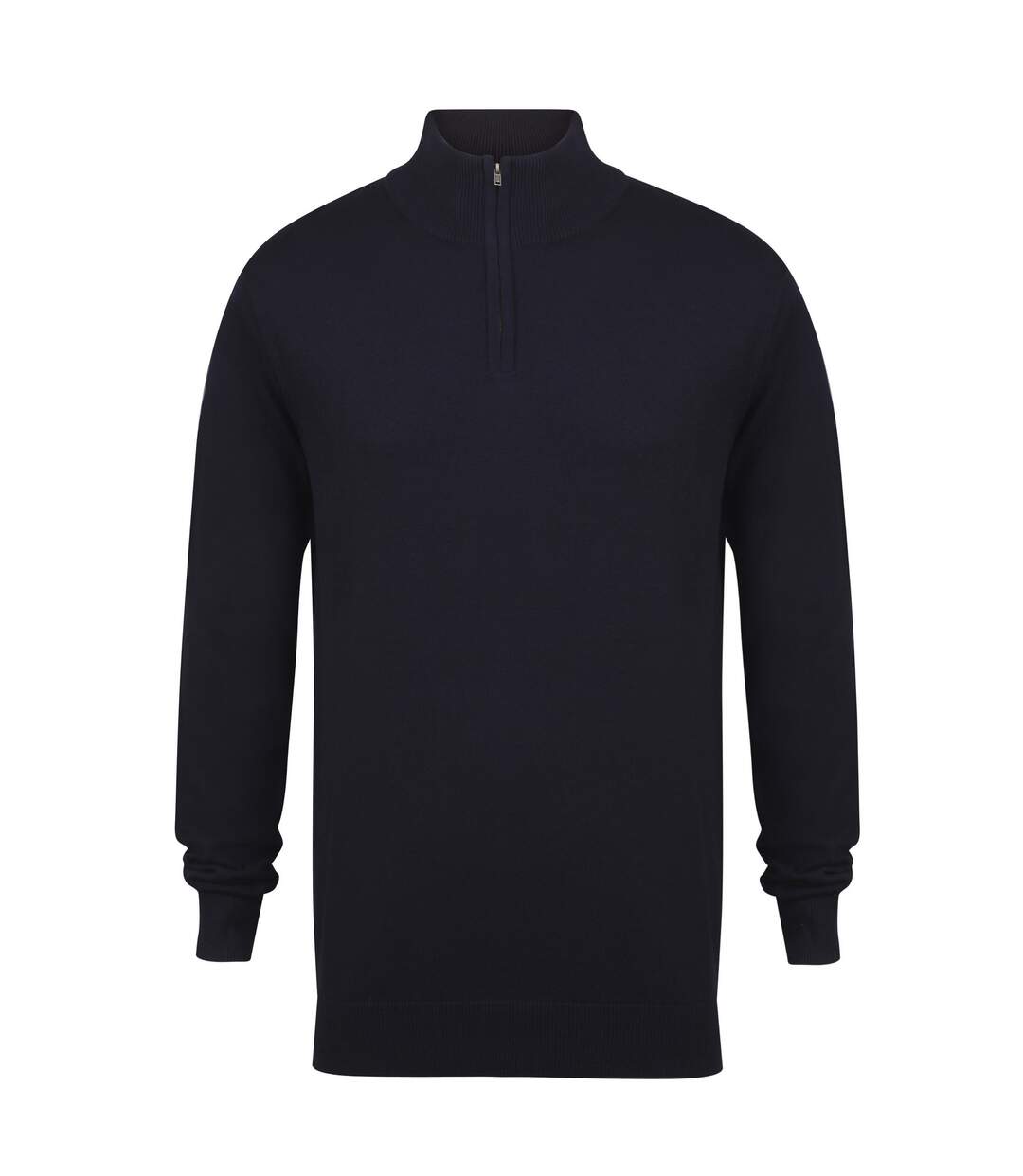 Pull zippé 1/4 à manches longues homme bleu marine Henbury-1