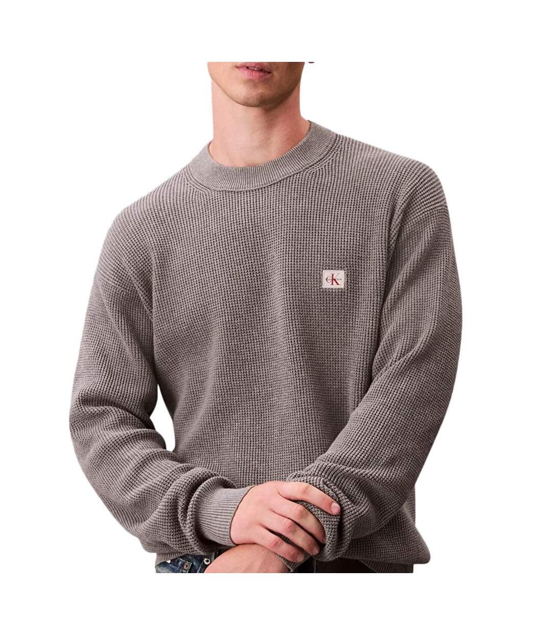 Sweat gris homme calvin klein 350terry monog-1