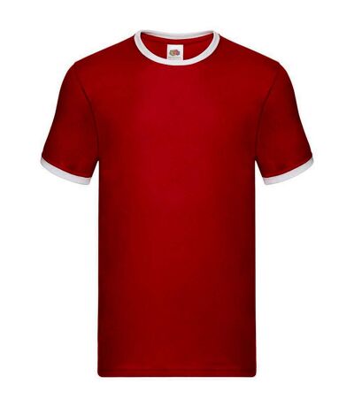 Mens ringer contrast t-shirt red/white Fruit of the Loom