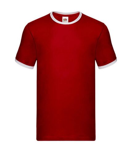 Mens ringer contrast t-shirt red/white Fruit of the Loom