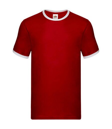 Mens ringer contrast t-shirt red/white Fruit of the Loom