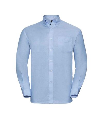 Russell Collection Mens Oxford Easy-Care Long-Sleeved Formal Shirt (Oxford Blue)