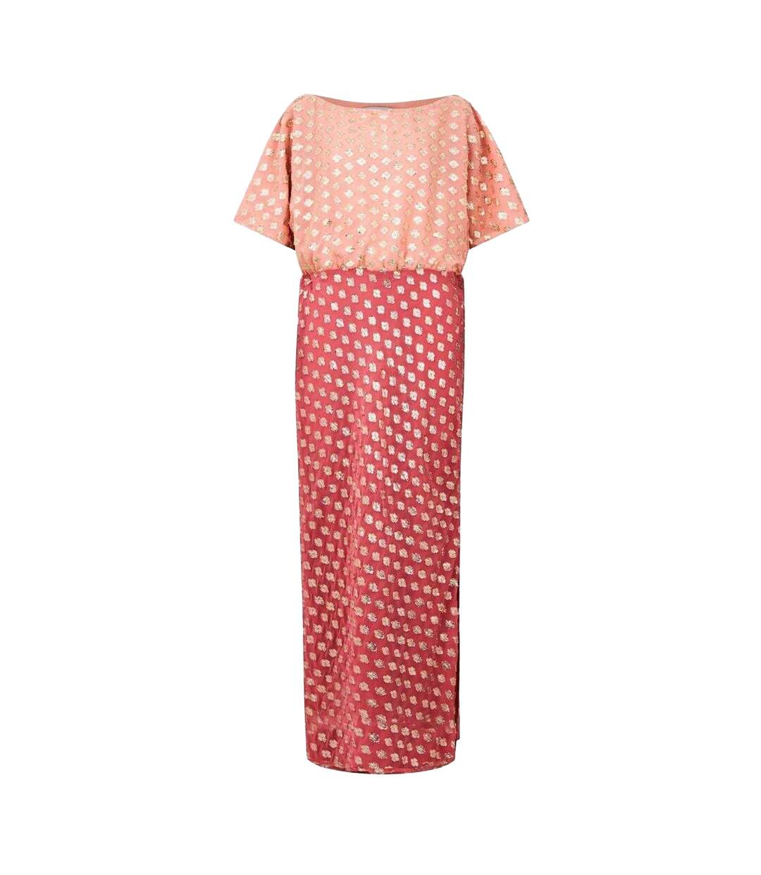 Robe Longue Asymétrique À Manches Bouffantes Et Motif Géométrique Femme Rose Never Fully Dressed-2