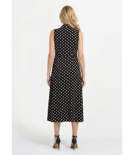 Robe-chemisier longue à pois sans manches