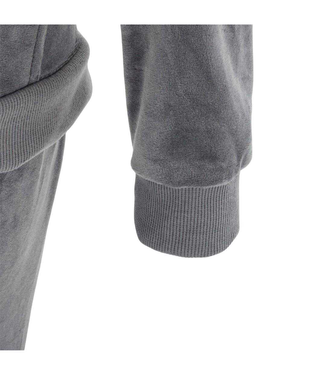 Womens/ladies Velour Tracksuit Set Grey Miso-4