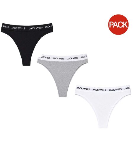 Lot De 3  Strings Motif/style Logo Deptford Femme Blanc Gris Noir Jack Wills