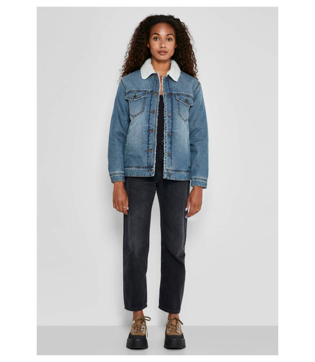 Veste sherpa en denim-1