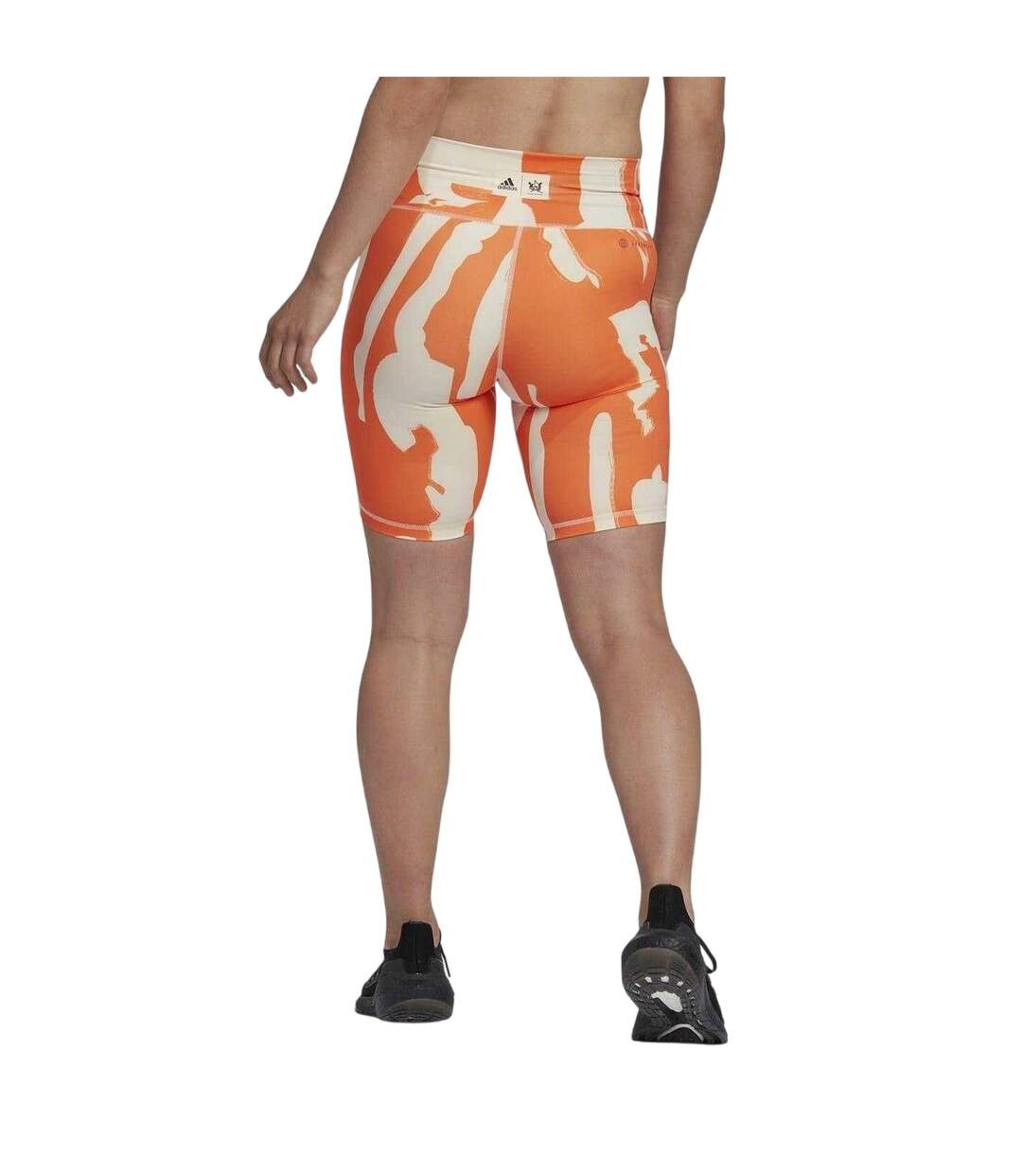 Womens/ladies Thebe Magugu Striped Cycling Shorts Orange Beige Adidas-3