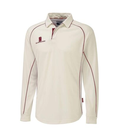 Surridge Mens/Youth Premier Sports Long Sleeve Polo Shirt (Cream/Maroon)