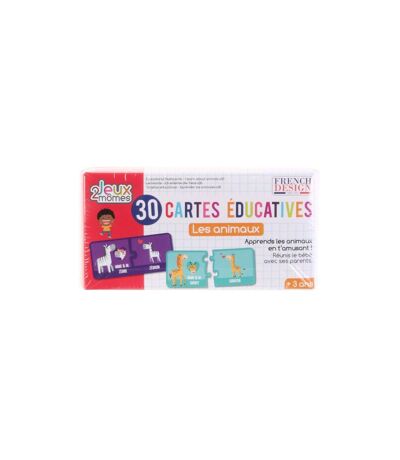 Jeu de 30 Cartes Educatives Animaux 7cm Multicolore