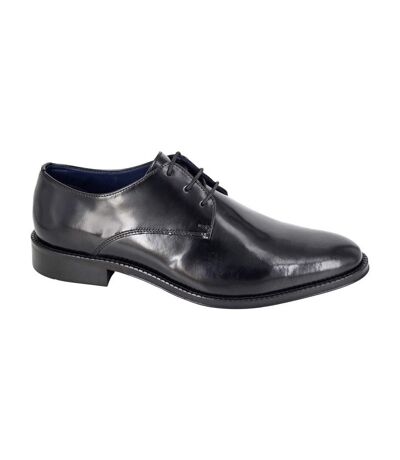 Mens plain leather gibson shoes black Roamers