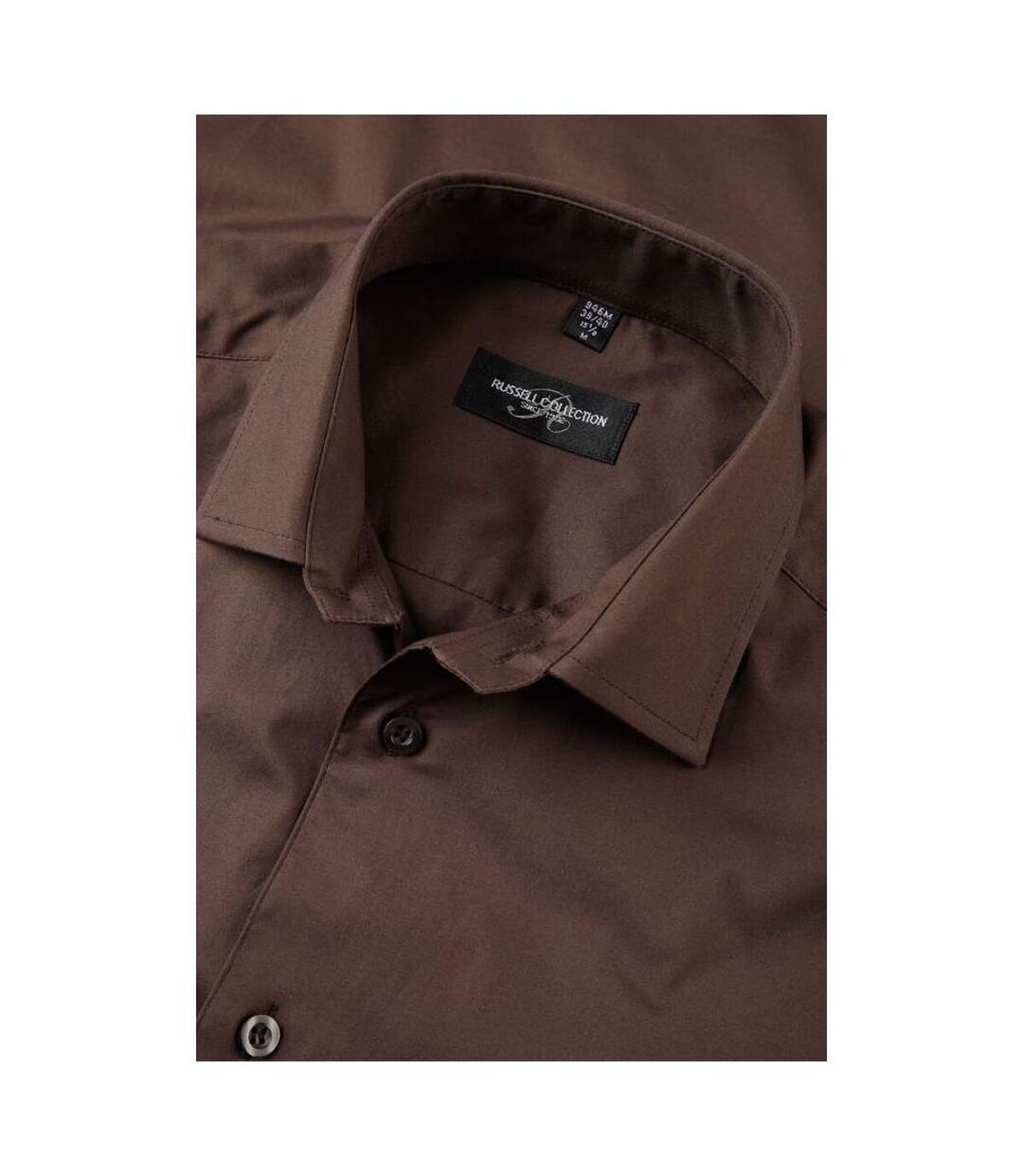 Russell Collection Mens Long Sleeve Easy Care Fitted Shirt (Chocolate)