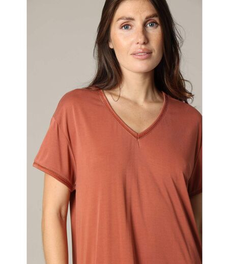 Robe fantaisie et décontractée manches courtes et col V en modal SORA
