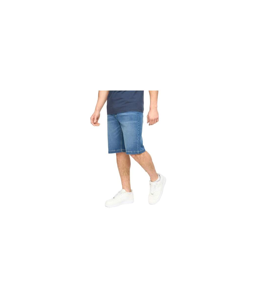 Mens Kamaline Denim Shorts Mid Wash Crosshatch-1