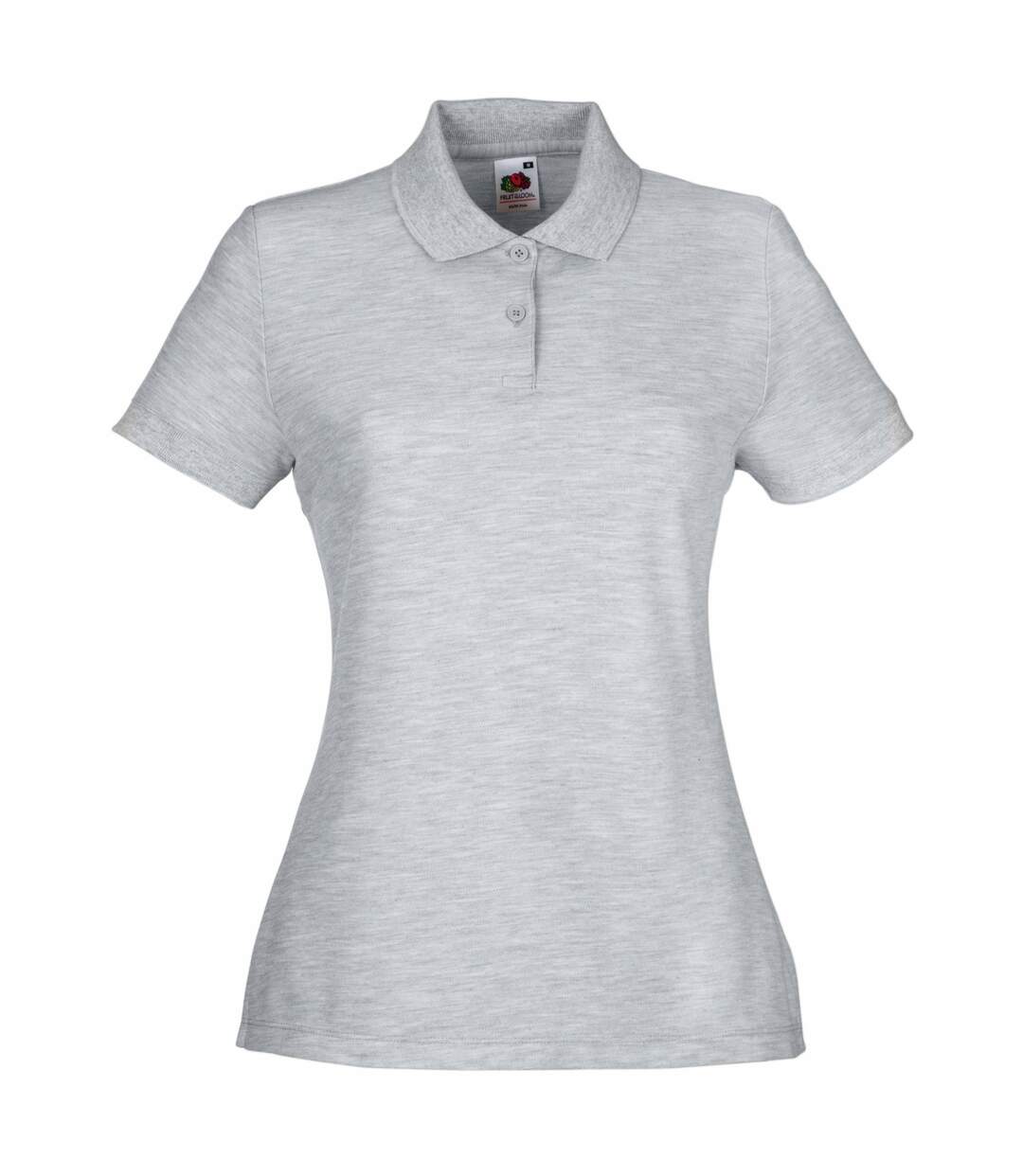 Polo femme gris clair chiné Fruit of the Loom