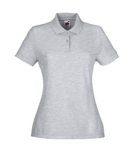 Fruit Of The Loom Womens Lady-Fit 65/35 Short Sleeve Polo Shirt (Heather Grey) - UTBC384