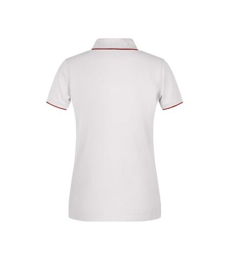 Polo Motif/style À Rayures Femme Blanc Rouge James And Nicholson