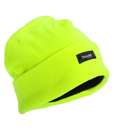 FLOSO Mens Hi Vis Thinsulate Thermal Fleece Winter Beanie Hat (3M 40g) (Neon Yellow) - UTHA406