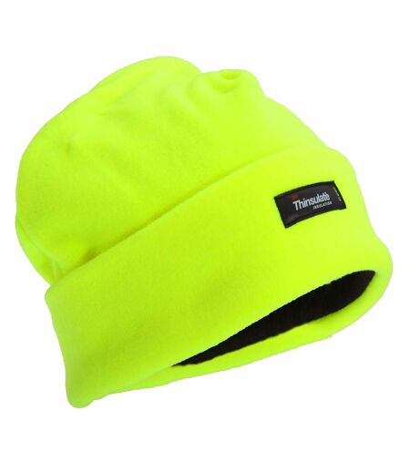FLOSO Mens Hi Vis Thinsulate Thermal Fleece Winter Beanie Hat (3M 40g) (Neon Yellow) - UTHA406