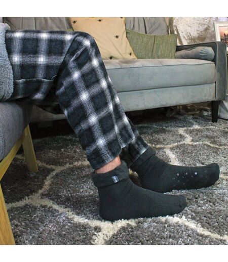 THMO - Homme Chaussettes de Lit Polaire Antidérapantes Chaudes
