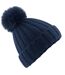 Beechfield Unisex Adult Verbier Faux Fur Pom Pom Beanie (Navy Blue) - UTBC5301