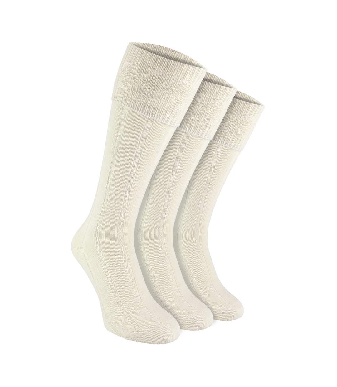 3 Pack Mens Wool Kilt Socks | Knee High Ribbed Turnover Cuff Warm Socks-1