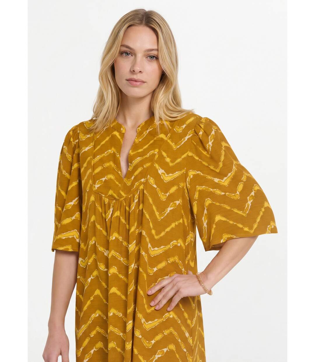 Robe ethnique courte manches évasées-3