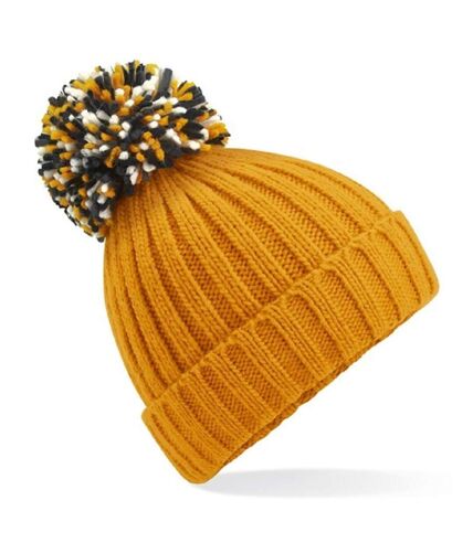 Bonnet à pompon adulte - B390 - jaune moutarde