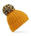 Bonnet à pompon adulte - B390 - jaune moutarde