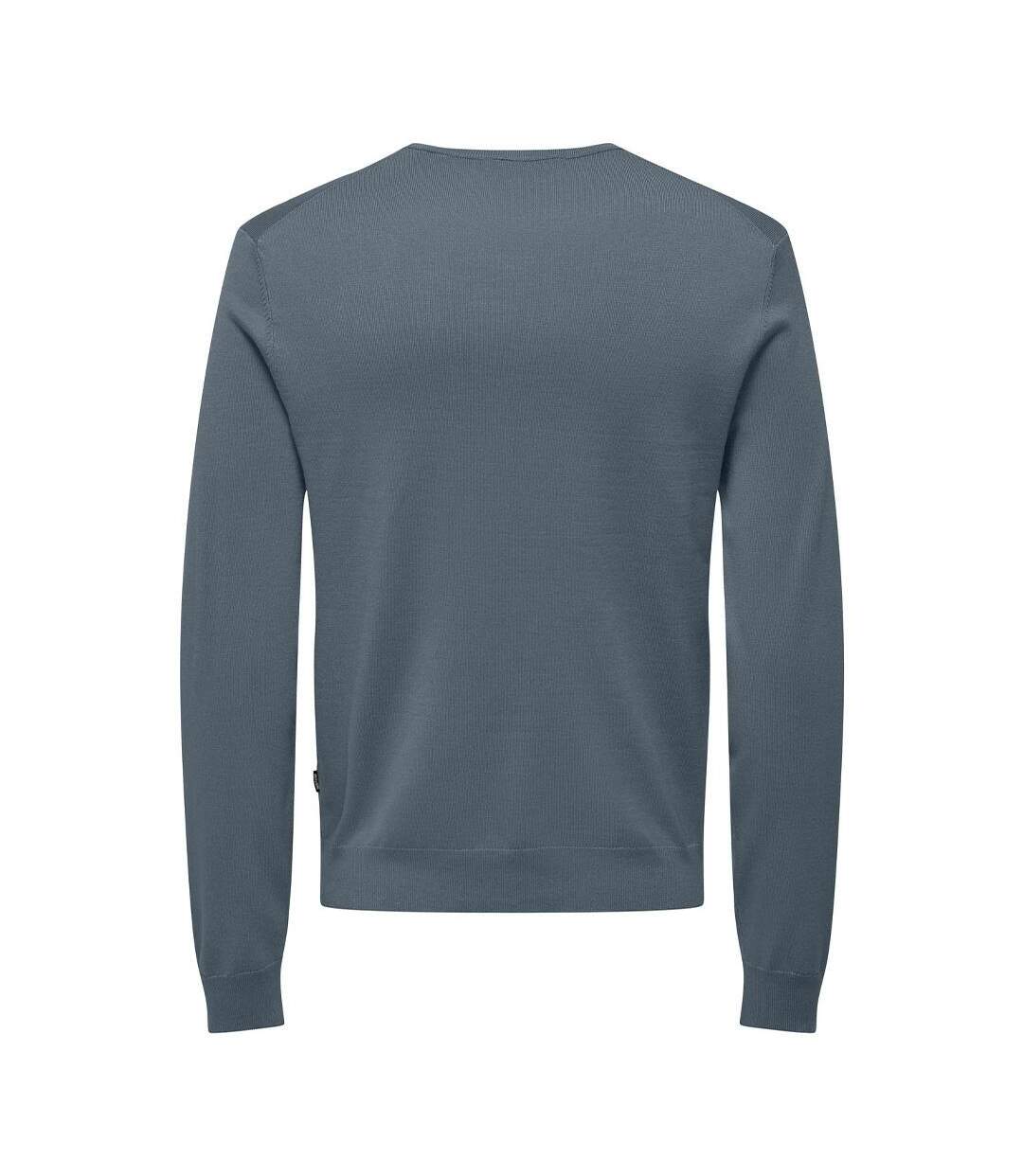 Pull bleu gris homme only & sons life crew knit-2