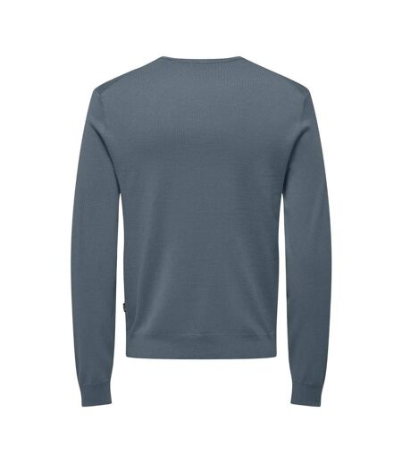 Pull bleu gris homme only & sons life crew knit