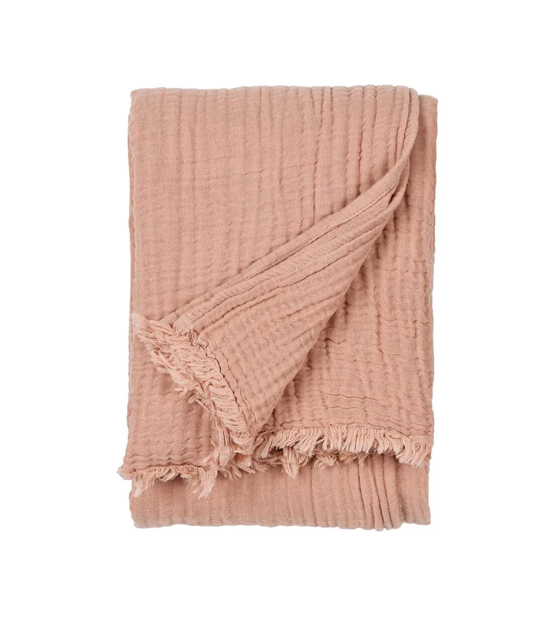 Lark cotton crinkled throw pink clay Yard-1