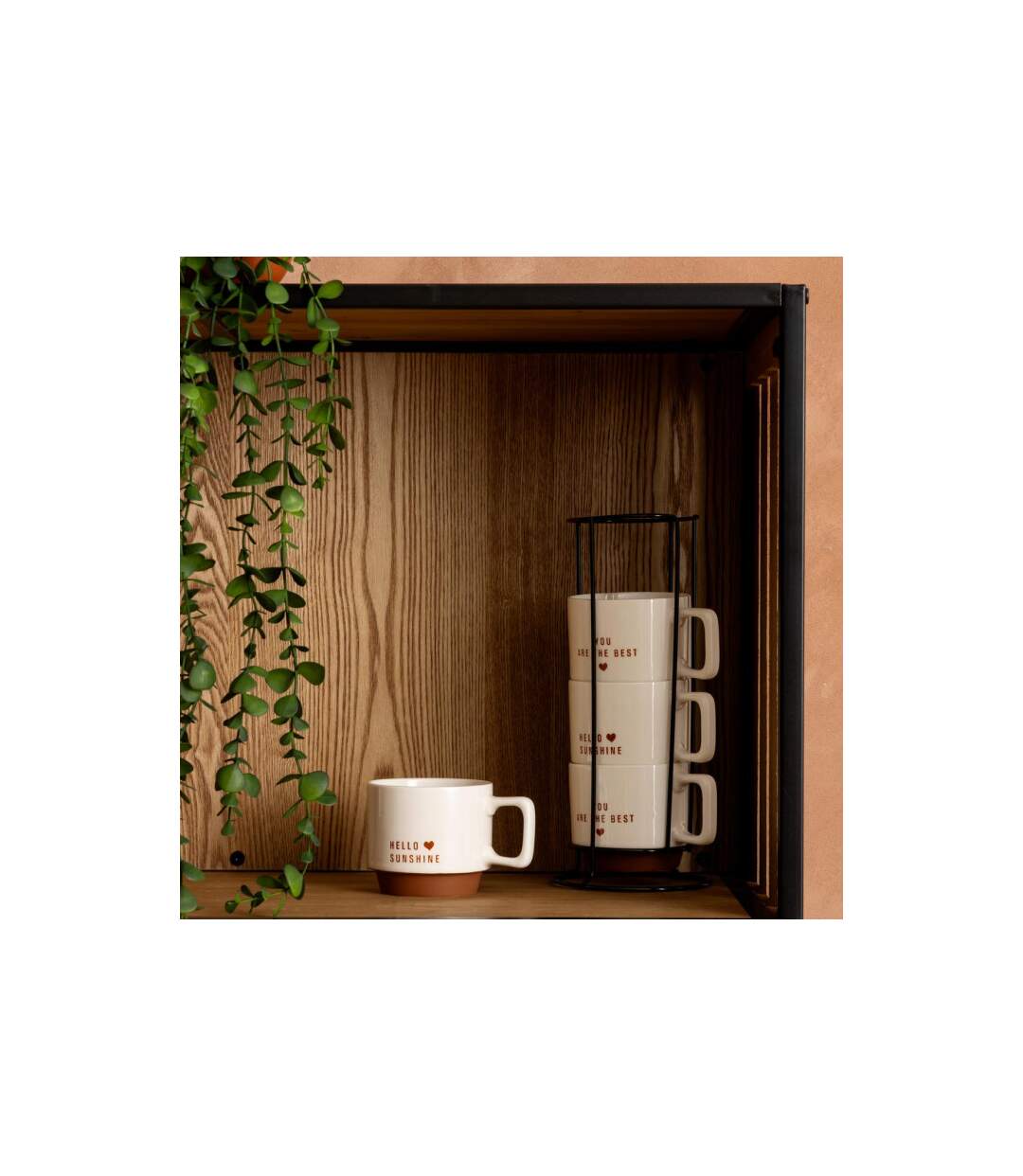 Lot de 4 Mugs sur Rack Hello 30cl Blanc-4
