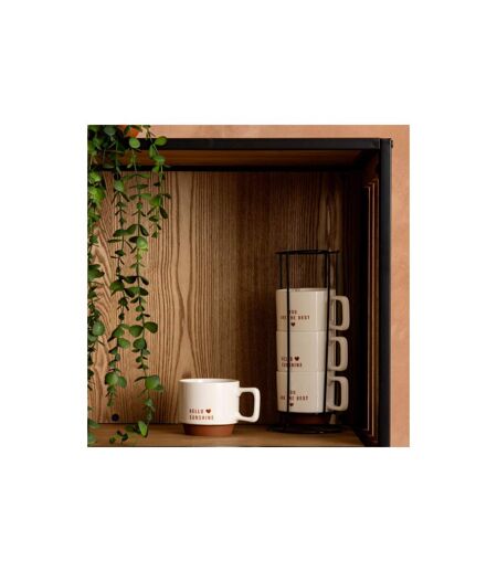 Lot de 4 Mugs sur Rack Hello 30cl Blanc