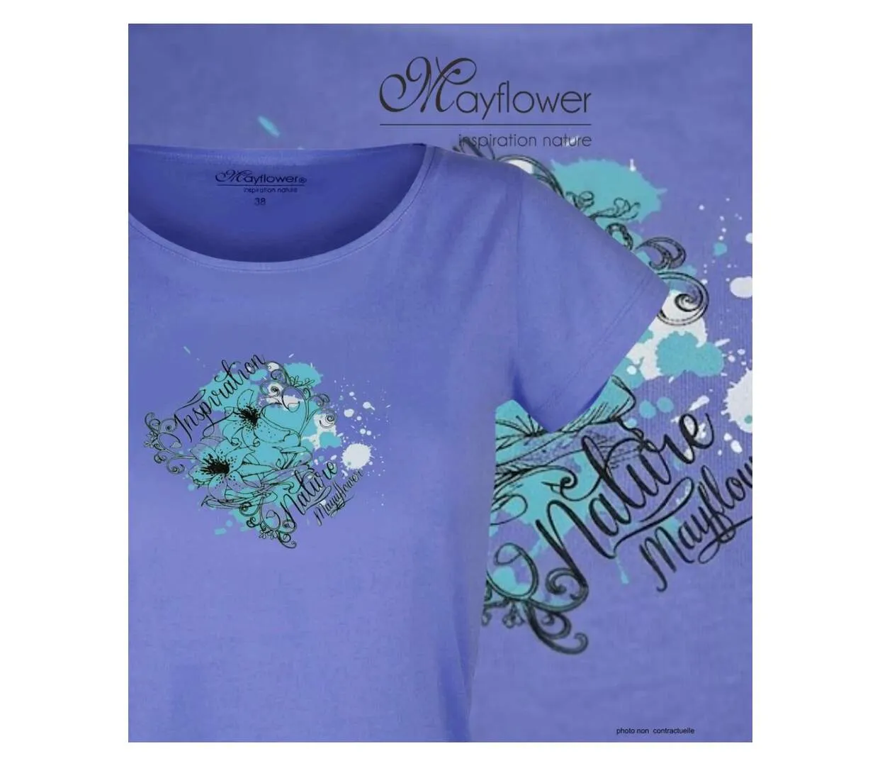 Tee-shirt femme MAYFLOWER DANIELE3 bleu lavande : le confort d'une coupe large-4
