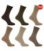 Lot de 6 Chaussettes non-élastiquée paires homme marron/beige/kaki Universal Textiles-1