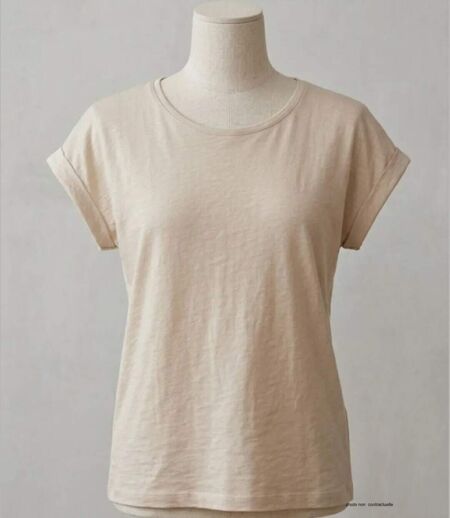 Tee-shirt MAYFLOWER DELHI2 sans manches : l'élégance naturelle en coton flammé beige