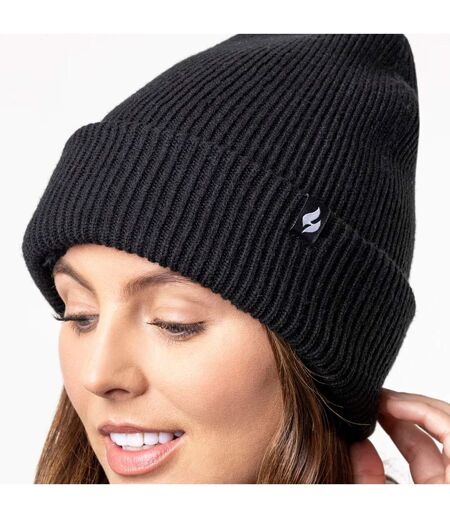 Ladies Fleece Lined Ribbed Thermal Turnover Hat for Winter