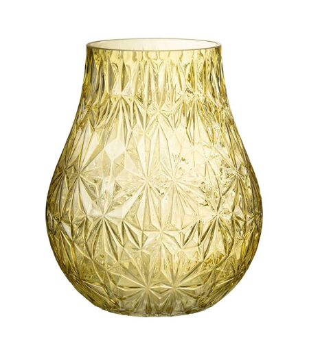 Vase Design en Verre Diamant 28cm Jaune