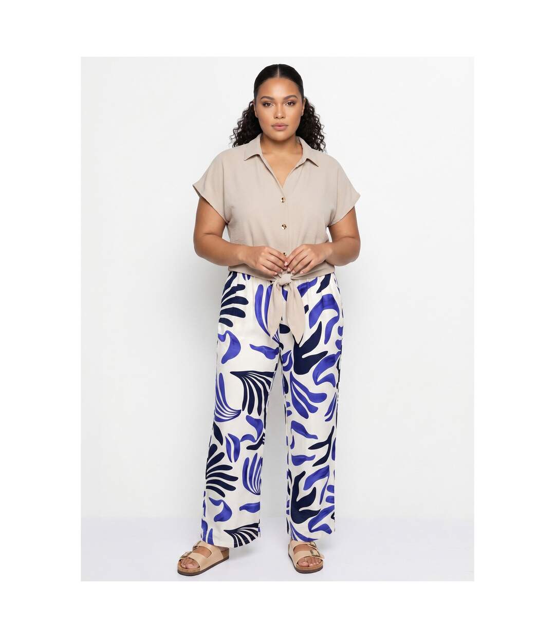 Pantalon large imprimé abstrait-4