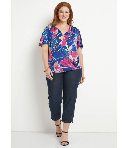 T-shirt cache-coeur long blousant motif floral