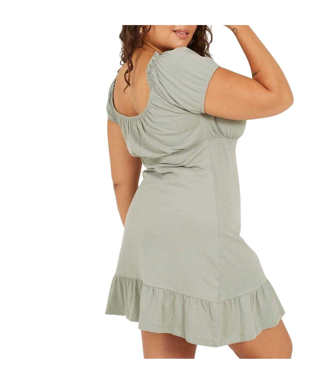 Robe Courte Manches Courtes Femme Vert De Gris Clair Brave Soul-3