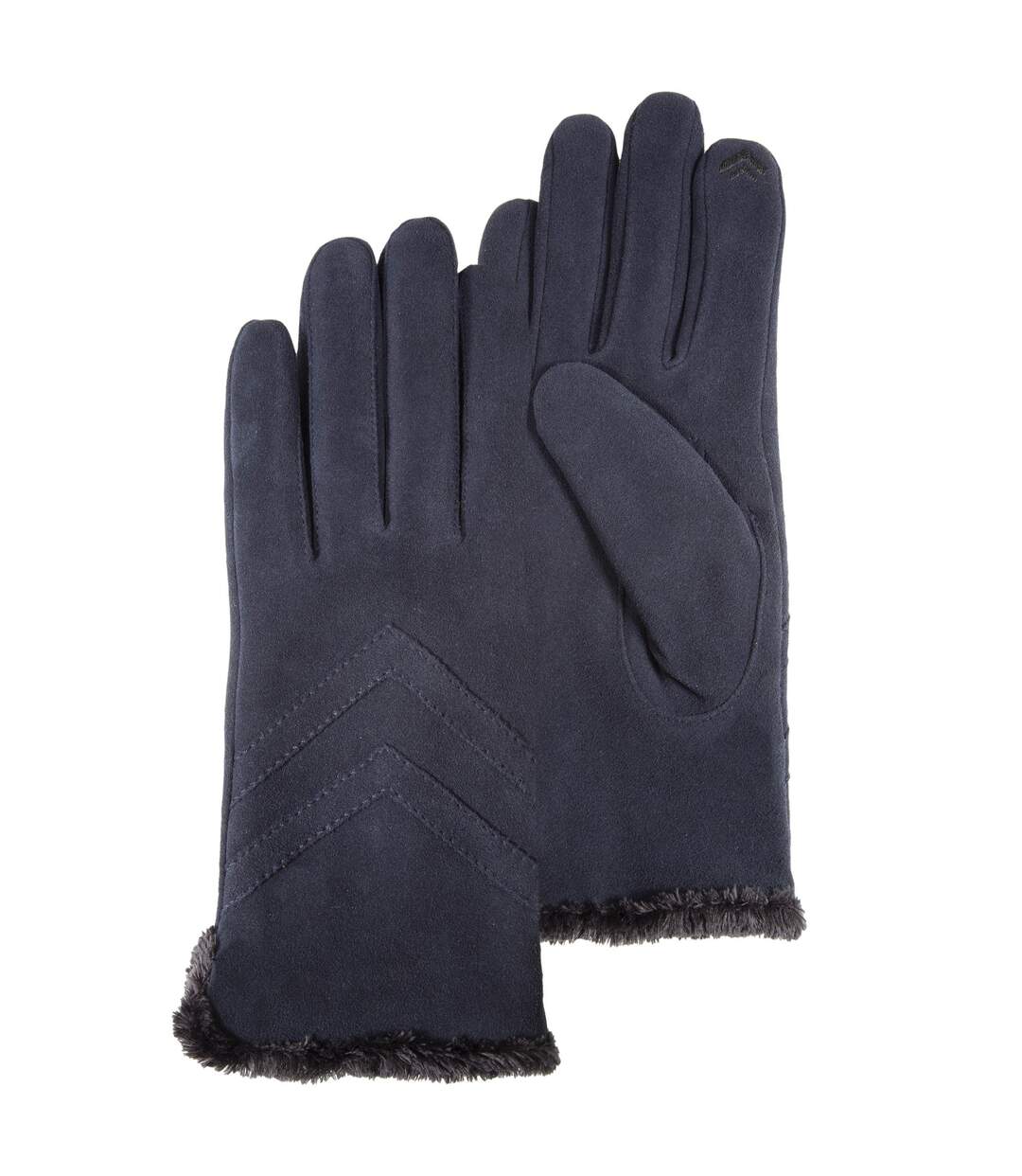 Isotoner Gants femme tactiles en cuir de chèvre velours - doublés micro fausse fourrure