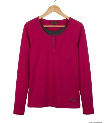 Mayflower NESTOR4 : Tee-shirt manches longues violet et gris avec col style boutonné