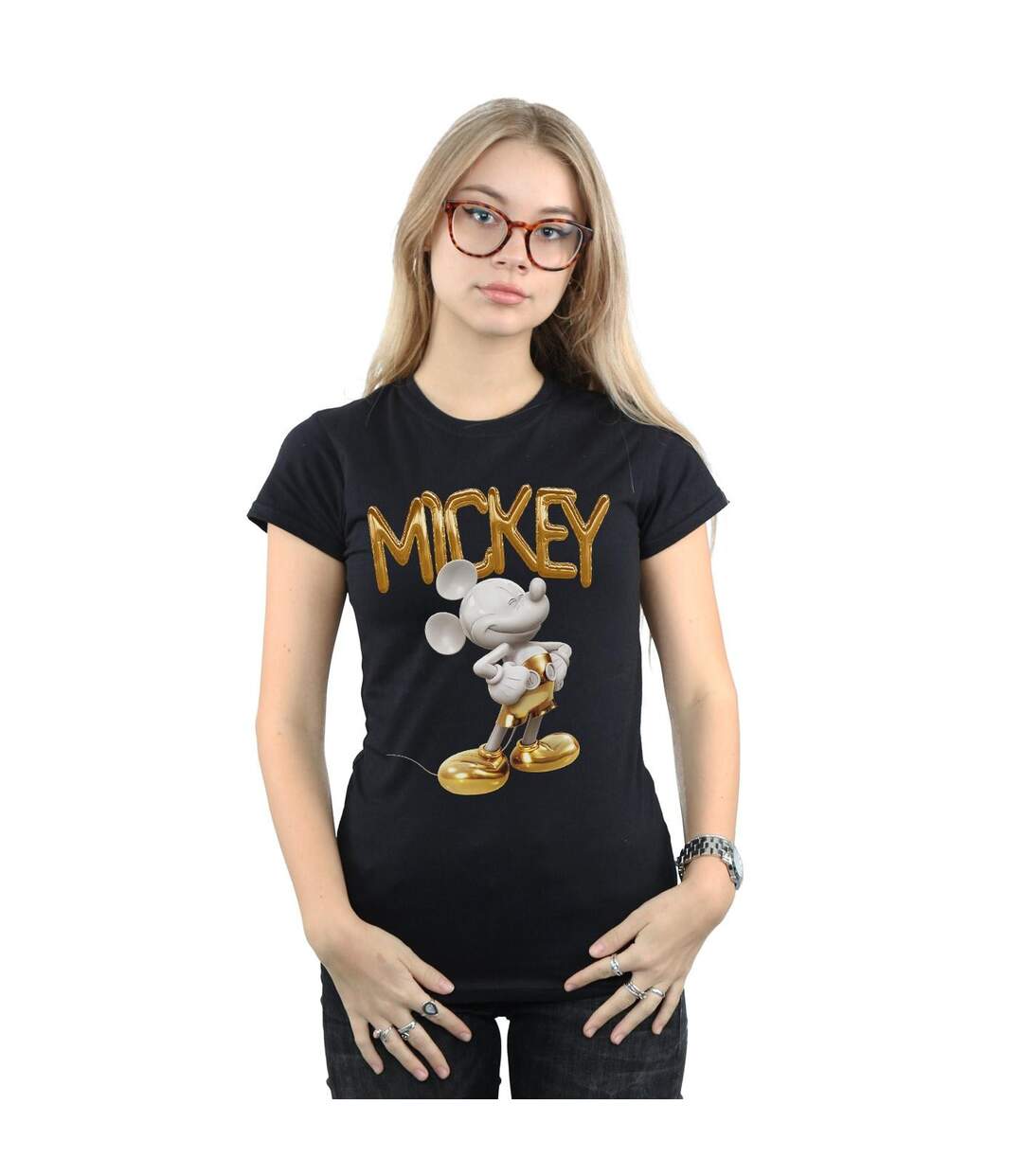 Disney Femme/Les femmes - T-shirt en coton avec statue en or de Mickey Mouse (Noir) - UTBI32758-2