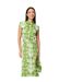 Womens/ladies abstract floral shirred waist shirt dress green Principles