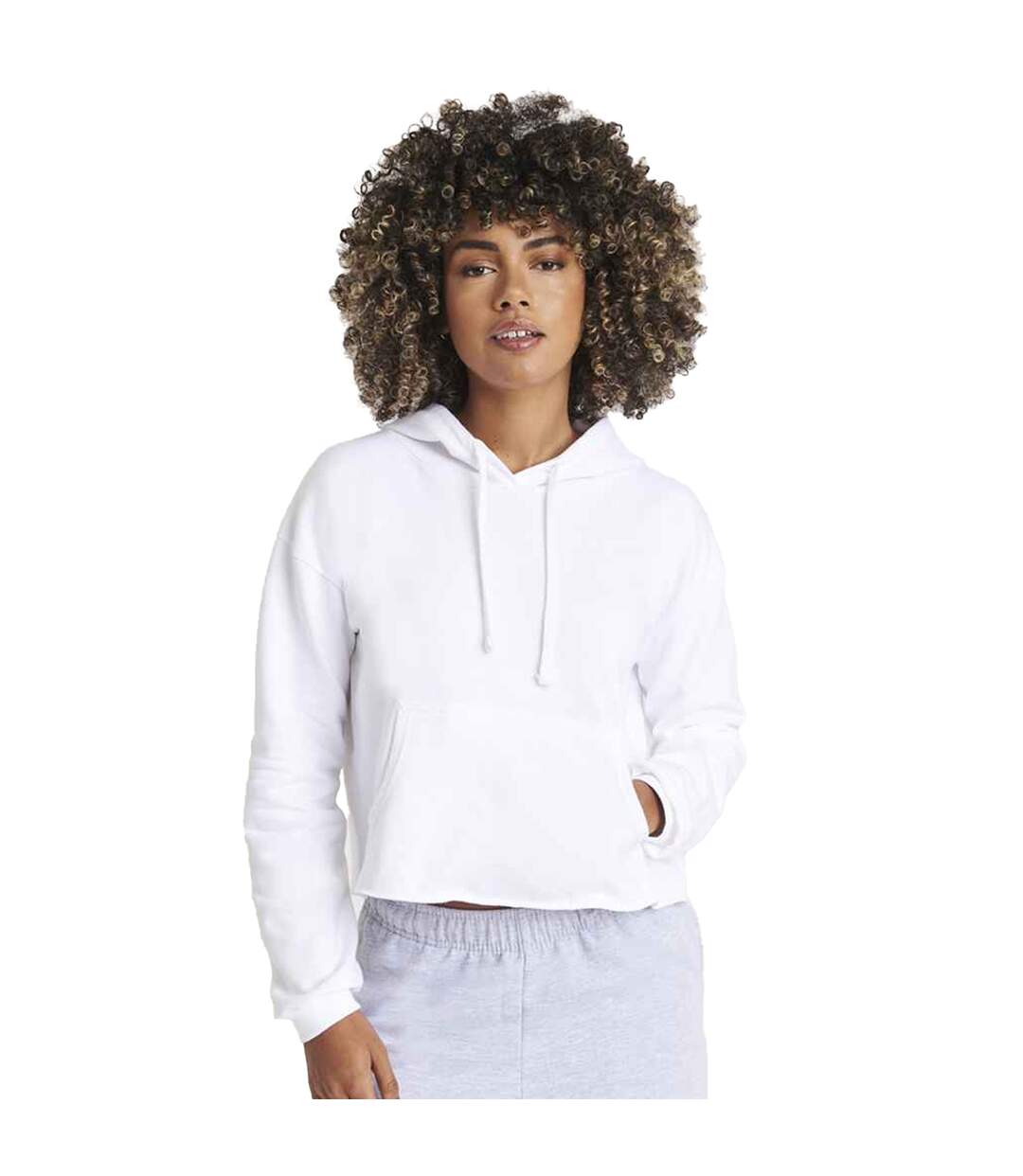 Sweat à capuche girlie femme blanc Awdis-3